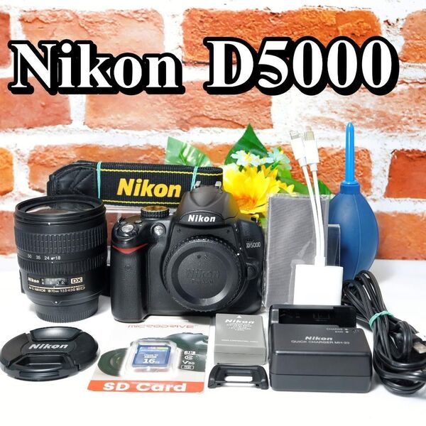 【即購入で600円OFF】広角から中望遠まで Nikon D5000 反転液晶 スマホ転送OK 動画もOK レンズセット 自撮り