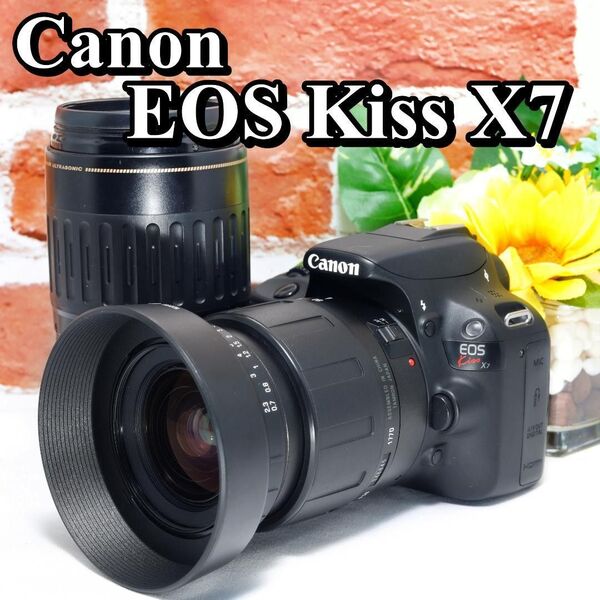【即購入で800円OFF】 超軽量なのに高性能 Canon Kiss X7 ダブルレンズ スマホ転送OK 超望遠レンズ キャノン