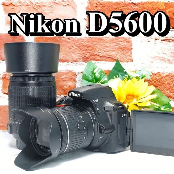 【即購入で1000円OFF】 手振れ補正付 高画質 Nikon D5600 Wi-Fi転送 ダブルレンズ ニコン 高速連写