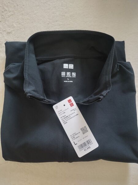 ユニクロ ドライEXUVカットハーフジップTシャツ長袖 ブラックLサイズ