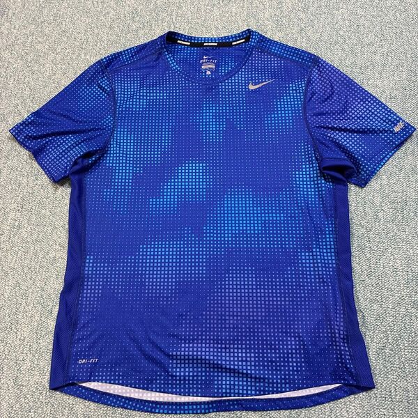 NIKE ナイキ ランニングシャツ メンズ Lサイズ ブルー DRI-FIT