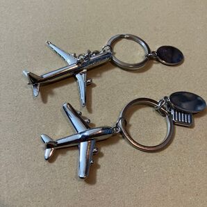 飛行機キーホルダー 2個セット シルバー