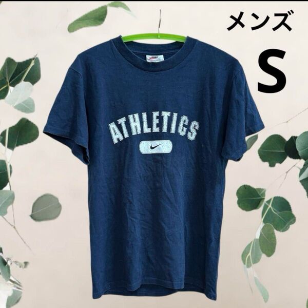 NIKE ネイビー ATHLETICS Tシャツ 半袖 中古品 メンズS プリントTシャツ 古着