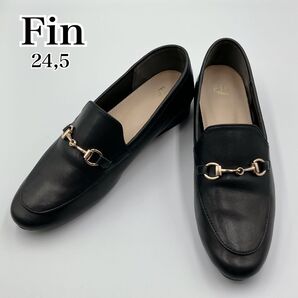 Fin ビットローファー 24.5 ブラック レザー 2way