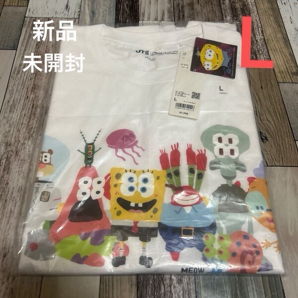 新品 ユニクロ スポンジ・ボブ カクタスプラントフリーマーケット UT/オーバーサイズ トリプルコラボ 半袖 Tシャツ L