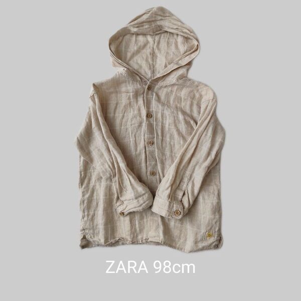 ZARA チェック フード付きシャツ