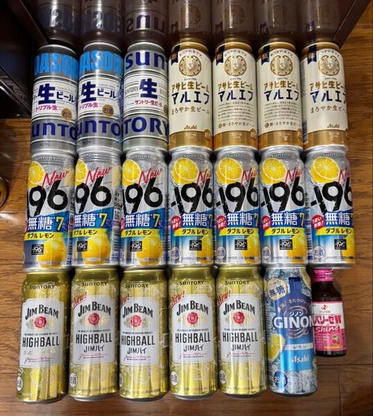 21本 セット E ロング缶 サントリー生 アサヒ マルエフ196ジムビーム ハイボールビール ジノン ビール チューハイ お酒