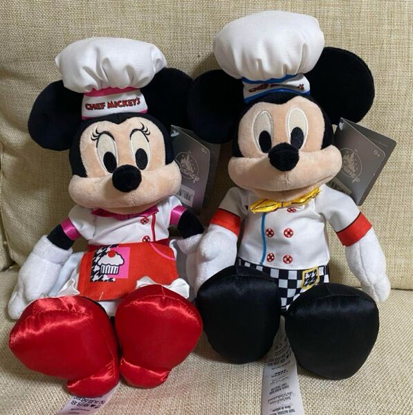 海外ディズニー WDW限定 シェフミッキー ぬいぐるみ ミッキーミニーペア