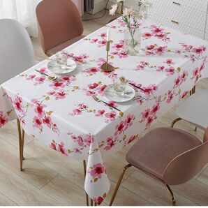 テーブルクロス 140×220cm インテリア 防水 PVC 花 フラワー 花柄 ダイニングテーブル 食卓カバー 撥水