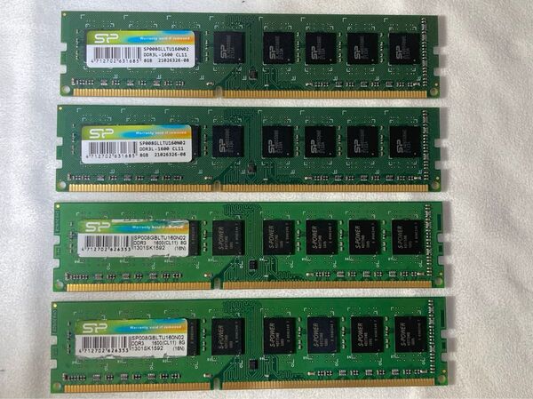 合計32GB Silicon Power DDR3L-1600 8GB×4枚 メモリ