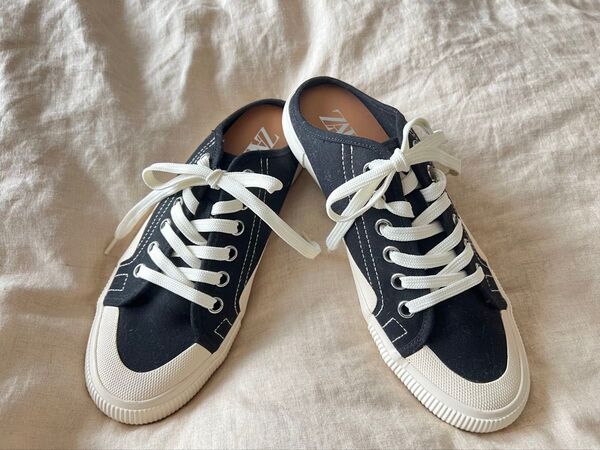 ZARA 美品 キャンバス スリッポンスニーカー 39