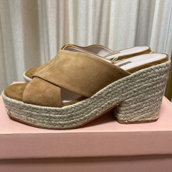 ZARA ジュートクロスレザーサンダル ザラ