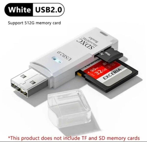 匿名配送SD カードリーダー USB 2.0 micro SD カード対応 ホワイト新品未開封