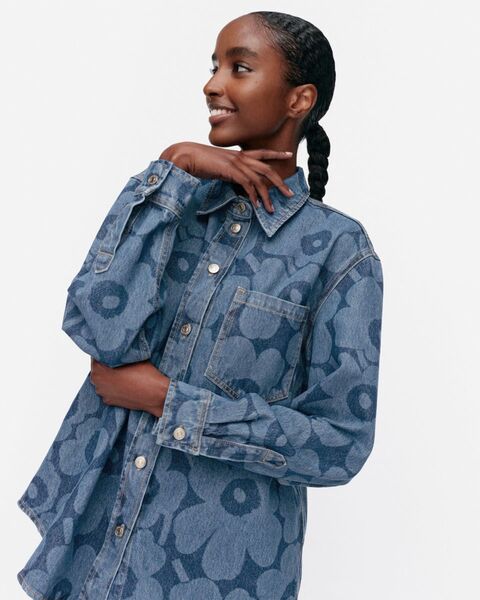 マリメッコ Maridenim Vaihe Unikko シャツ 34 marimekko ウニッコ ジージャン デニム
