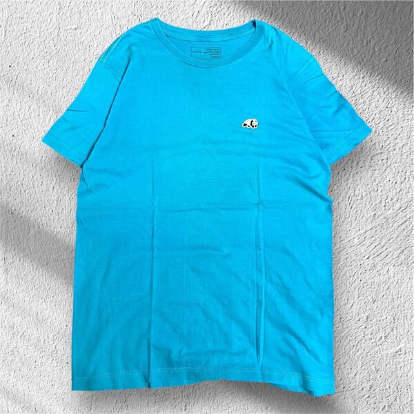 状態良好 サイズM 古着 エンジョイ ロゴ ワンポイント Tシャツ スケボー 水色 スケートボード ストリート アメカジ パンダ