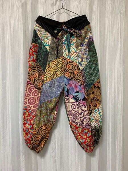 パッチワーク エスニックパンツ アジアン 個性派 サルエル 大きめ ゆったり
