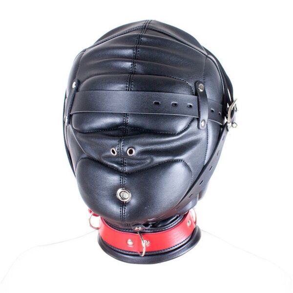 全頭マスク 猿ぐつわ 視界遮断 プレイ用 BDSM 拘束具 フェティッシュ サブミッション ドミナ 密閉フード 呼吸穴あり