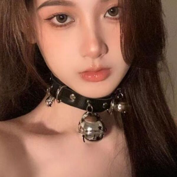拘束具 首輪 リード 鈴付き 黒 BDSM ボンデージ チェーン ディシプリン ドミナ サブミッシブ パンクファッション コスプレ