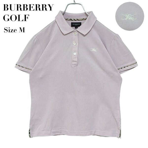 【極美品】BURBERRY GOLF バーバリーゴルフ ポロシャツ 半袖 刺繍ロゴ M レディース