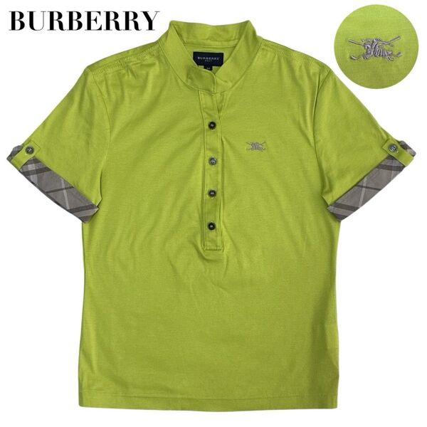 【極美品】BURBERRY GOLF バーバリーゴルフ ポロシャツ トップス 半袖 ノバチェック 刺繍ロゴ M 半袖ポロシャツ