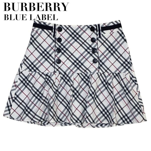 【美品】BURBERRY BLUE LABEL バーバリーブルーレーベル ノバチェック フレアスカート ミニスカート 38