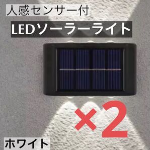 LEDソーラーライト 白色6灯 太陽光発電 ソーラーパネル 夜間自動点灯 上下発光 屋外 壁 防塵 防水 庭 車庫 玄関 センサー