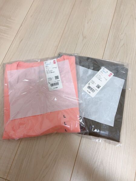 2色セット! 新品 UNIQLO ユニクロ エアリズムソフトクロップドT ピンク ブラウン L