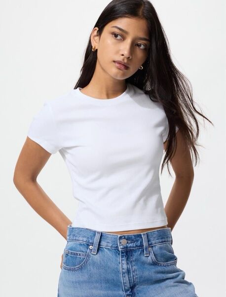 半袖Tシャツ ホワイト ユニクロミニTシャツ ユニクロミニT ユニクロレディース ユニクロクロップドTシャツ