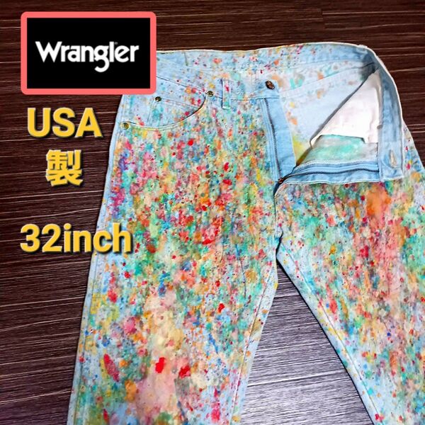 Wranglerラングラー USA製90s ペイント加工ジーンズ デニム 32インチ メンズボトムス