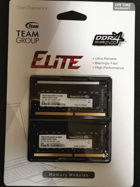 DDR4 Sodimm 2400mhz PC4-19200 16GBx2(32GB) ノートPC用メモリ