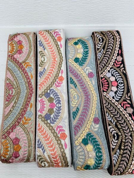 インド刺繍リボン お好きなリボン1m ハンドメイド ヘアアクセサリー ポーチ