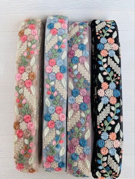 インド刺繍リボン リボン各1mずつ 4点セットハンドメイド ヘアアクセサリー