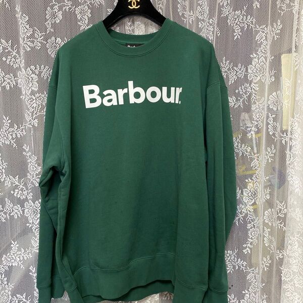 Barbour バブアーロゴクルーネックトレーナー スウェット XL カーキ 緑