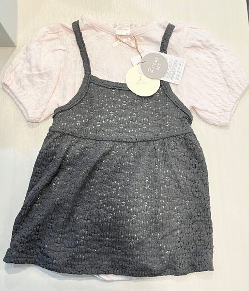 新品 ベビー 半袖 ロンパース ワンピース付き2点セット80cm 女の子 夏