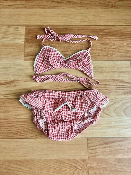 子供用 80cm 水着 ビキニ ギンガムチェック
