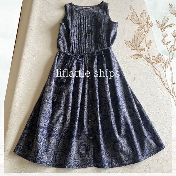 liflattie ships ペイズリーノースリーブワンピース 日本製 コットン100% シップス