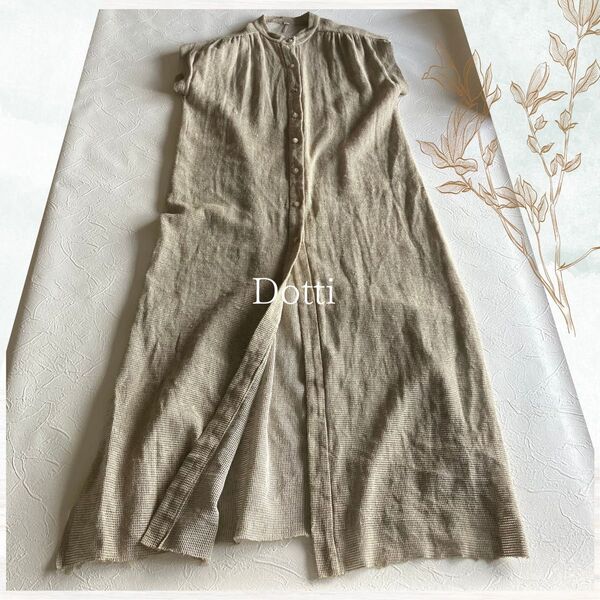 Dotti ヴィンテージ ノースリーブロングカーディガン シャツ ゆったり シアー ドッティ L