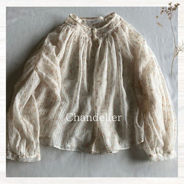 C'handelier シアーブラウス ホワイト 日本製 長袖 シャツ