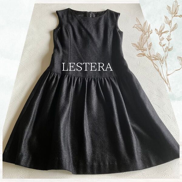 【訳あり・お買い得】LESTERA 日本製 リネン混 ノースリーブワンピース 黒