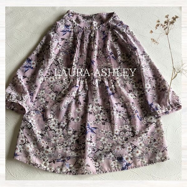 LAURA ASHLEY 花柄シアーブラウス シャツ ピンク ローラアシュレイ