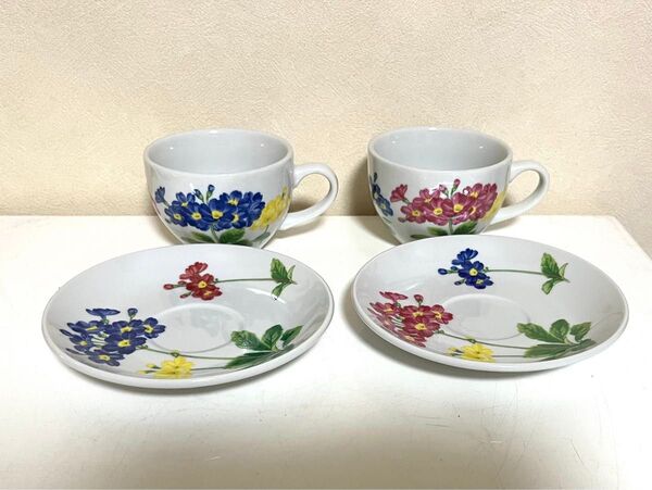 花柄ソーサー付きペアカップ 花柄ミニコーヒーカップ