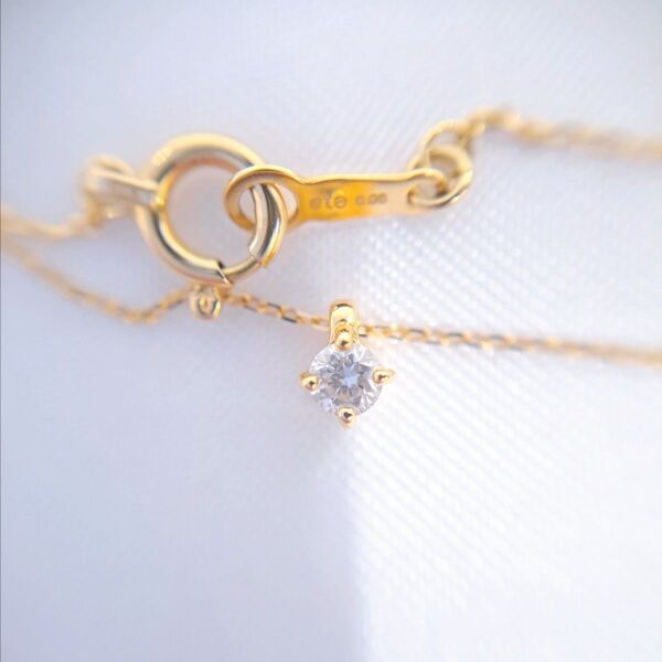 ete エテ K18 ブライト ダイヤモンド ネックレス 0.06ct YG イエローゴールド 一粒ダイヤ