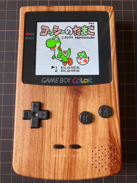 【美品】木目調IPS液晶ゲームボーイカラー本体【動作確認済ソフト付】