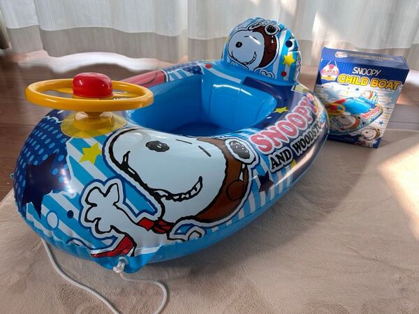 キッズ プール ボート 足入れ浮き輪 Snoopy Child Boat ブルー