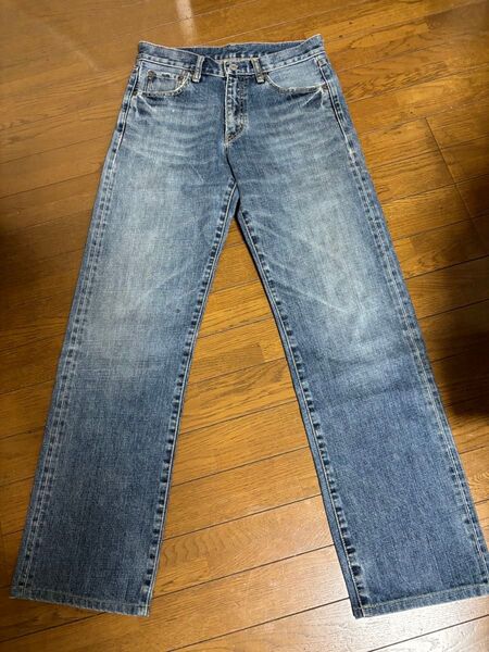 ユニクロ メンズ ジーンズ S-003 28インチ(71cm)股下80cm 綿100% 革ラベル/牛革 デニムパンツ