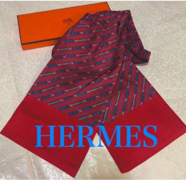 HERMES エルメスアスコットタイ、レッド スカーフ サービス価格〜6/6