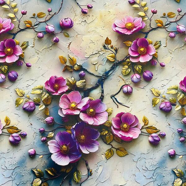 おしゃれなお花柄立体感 綿100%シーチング生地110x100cm