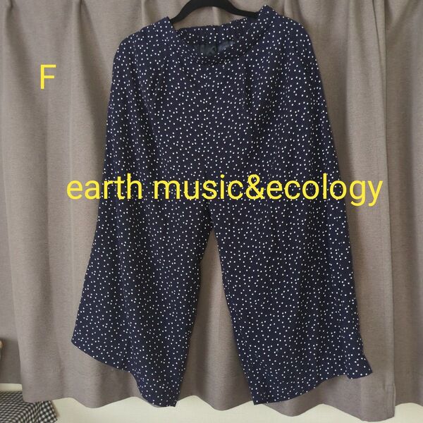 earth music&ecology ドット柄ワイドパンツ ネイビー F