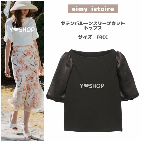 サテンバルーンスリーブカットトップス 半袖 eimy istoire エイミーイストワール