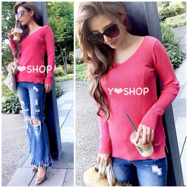【美品】リブニットトップス Vネック Rady
